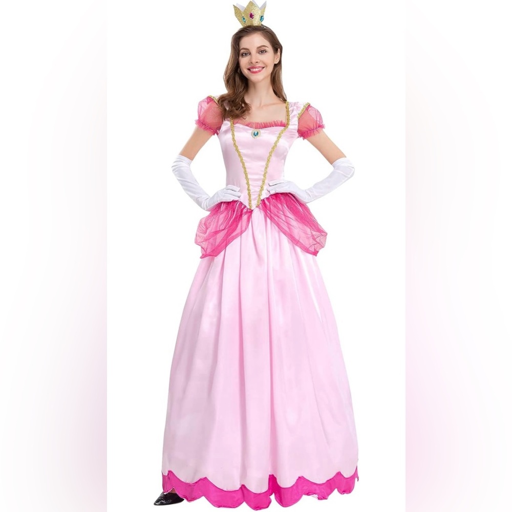 🍄 Mario Bros Peaches FULL SET Costume 👑XL